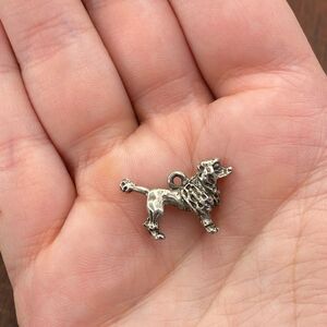 Vintage 925 Sterling Silver Poodle Dog Pendant Bracelet Charm